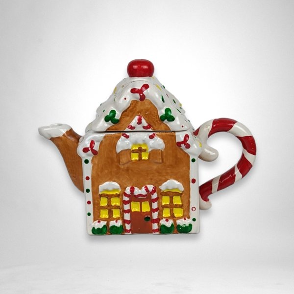 Vintage Ceramic Gingerbread House Teapot