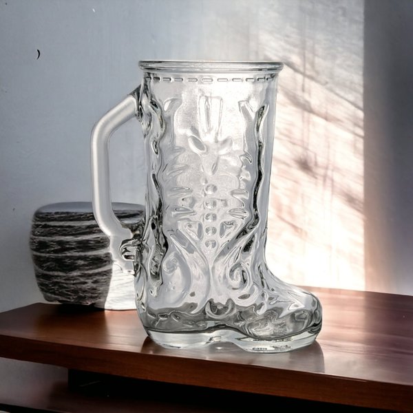 Vintage Glass Cowboy Boot Mug