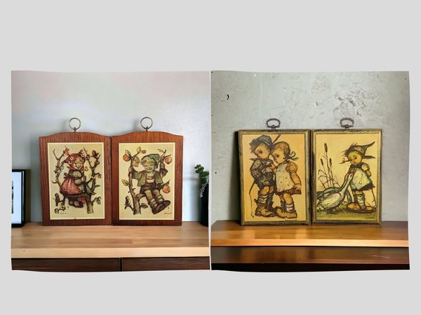 Pair of Vintage Hummel Prints on Wood, Your Choice