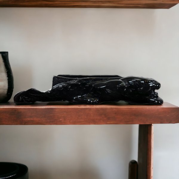 Vintage Ceramic Black Panter Planter