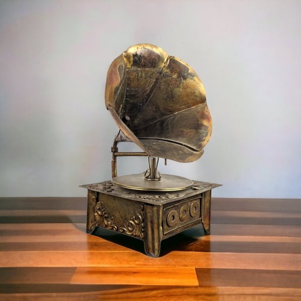 Vintage Metal Gramophone Music Box