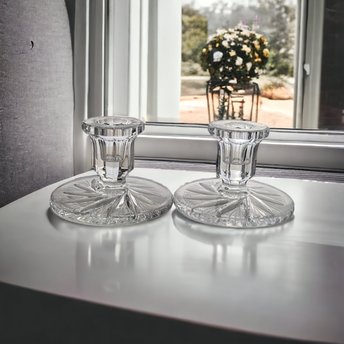 Classic Elegance: Pair of American Cut Crystal Candle Stick Holders