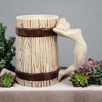 Vintage Ceramic Mug with Female Form Handle