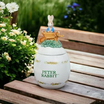2003 FTD Peter Rabbit Covered Egg Shaped Planter - Charming Collectible