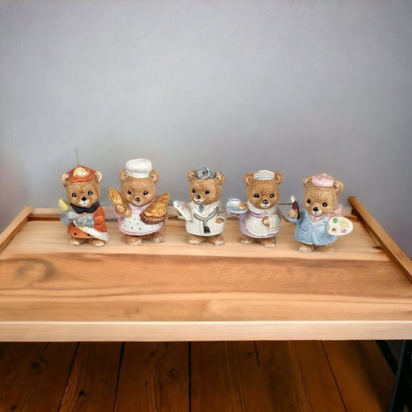 Vintage Set of 5 Homco Occupation Bear Figurines 8820 - Collectible Home Decor