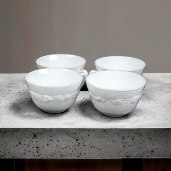 Set of 4 Anchor Hocking Vitrock Cups, Depression Glass