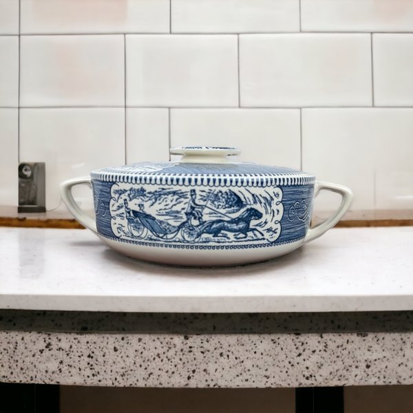 Royal China Currier and Ives Round Covered Casserole