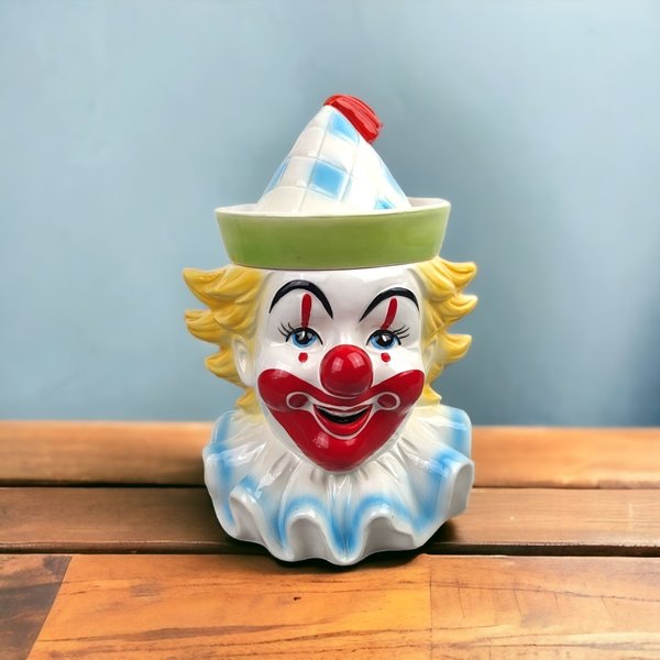 1973 Vintage Schmid 'Candy Man' Clown Music Box Candy Jar, Likely Not Haunted