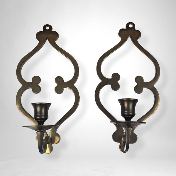 Vintage Brass Wall Sconces/Candle Holders - Classic Elegance for Your Home Decor