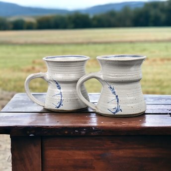 Pair of Handmade, Signed Pottery Mugs