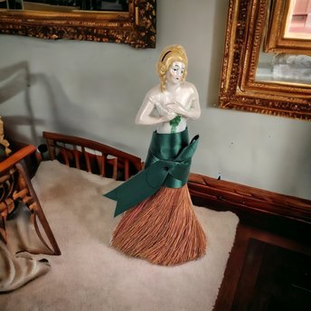 Vintage Vanity Brush with Doll Half