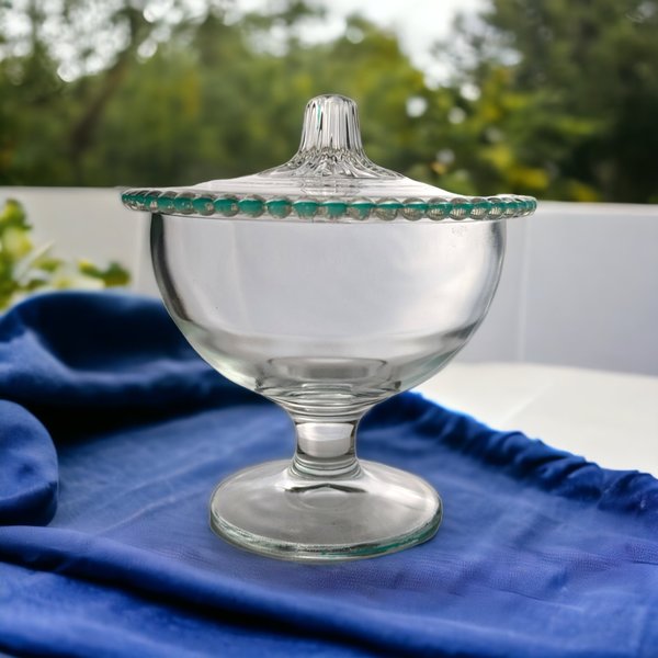 Vintage Clear Glass Lidded Compote/Candy Bowl - Timeless Elegance for Your Table