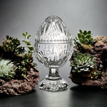 Avon Clear Glass Egg-Shaped Trinket Bowl