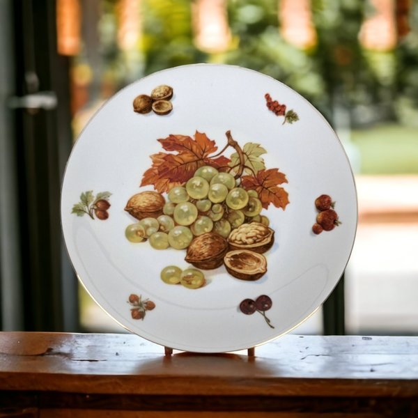 Seltmann Weiden Bavaria Plate with Nuts and Grapes: Vintage Decorative Dish