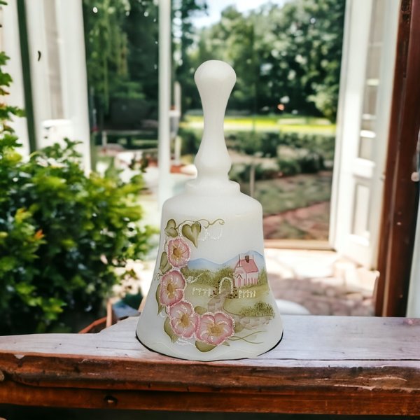 Vintage Fenton Hand Painted Musical Bell, Signed by J. Cutshaw – Collectible Melodic Artistry