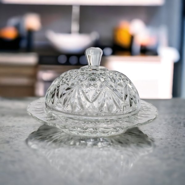 Anchor Hocking Pineapple Clear Glass Butter/Serving Dish with Lid – Classic Elegance for Your Table