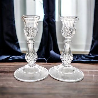 Pair of Cristal D'Arques Longchamp Clear Candesticks