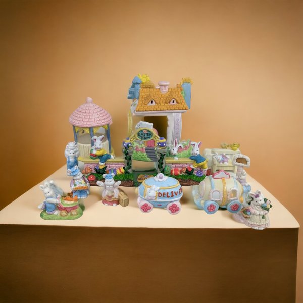 Easter Town Village Set - 12-Piece Ceramic Collection
