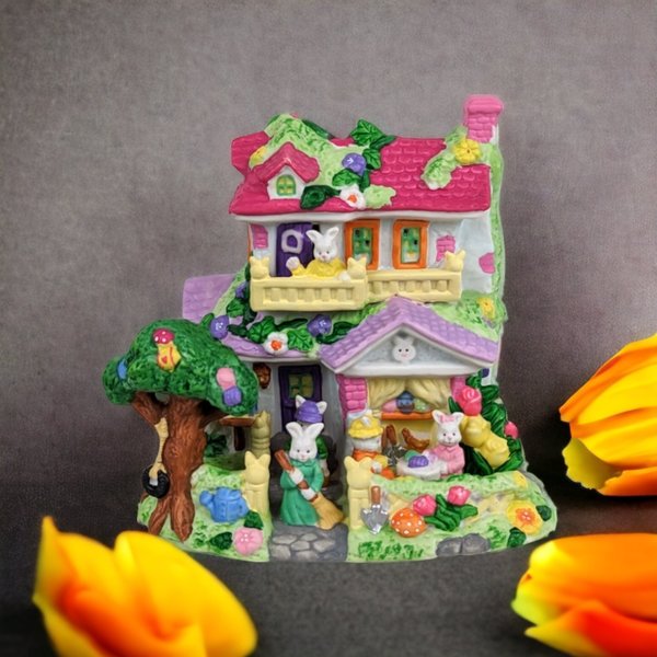 Ceramic Easter Village Light Up House - Charming Holiday Decor