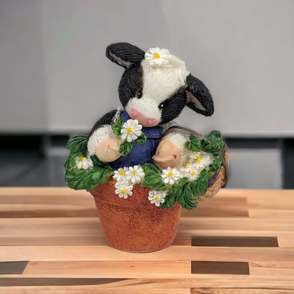 1996 Mary Moo Moos 'I Pick Moo' Cow Figurine - Whimsical Collectible Cow Decor