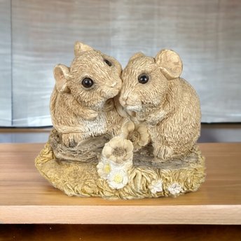 Vintage Stone Critters Mouse Couple Figurine - #SC-381