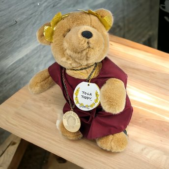 Vegas Vibes: Vintage Toga Teddy, Adorned with Caesar's Palace Glory