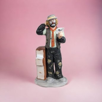 Vintage Emmett Kelly Jr. Accountant IRS Figurine: Tax Season Whimsy (8" Ceramic)