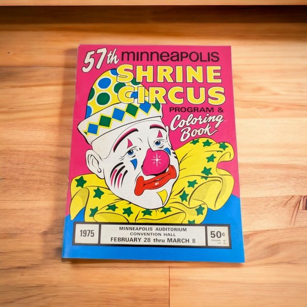 1975 57th Minneapolis Shrine Circus Program and Coloring Book: Vintage Collectibles