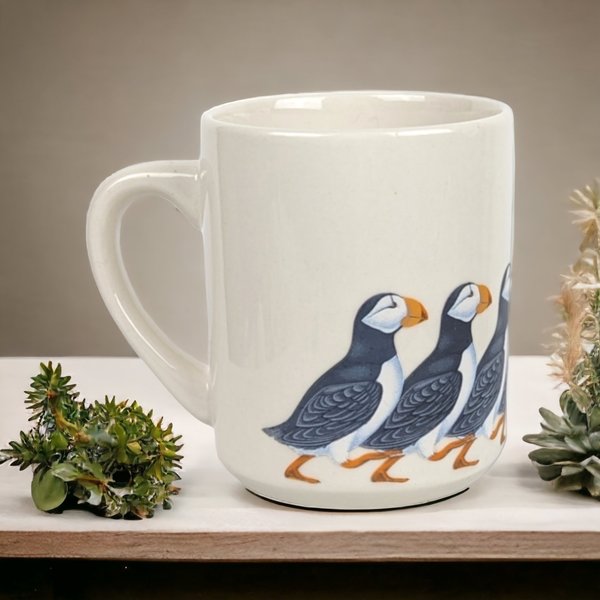 1986 National Wildlife Horned Puffin Mug - Vintage Bird Collector's Cup