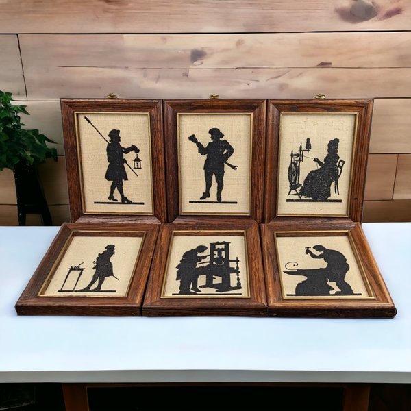 Charming Set of 6 Vintage Silhouette Fabric Wall Hangings
