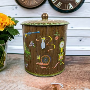 Vintage Daher Tin Canister with Antique Imagery