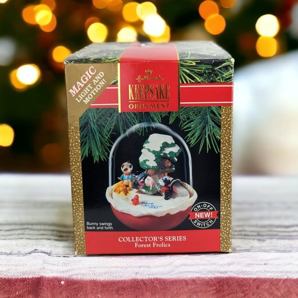 Vintage 1990 Hallmark Forest Frolics Light and Motion Ornament - Holiday Nostalgia Delight