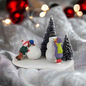 Frosty Fun: 1996 Lemax Village Children Building Snowmen Figurine