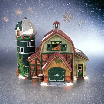 Vintage Glow: 1998 O'Well Village Light-Up Barn - Charming Collectible Holiday Decor