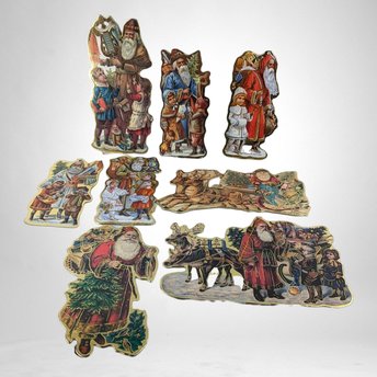 Set of 8 1986 Cardboard Vintage Christmas Ornaments