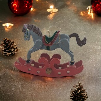 Vintage Wooden Rocking Horse Ornament