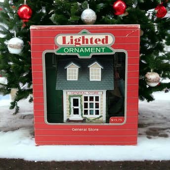 1986 Hallmark Lighted General Store Ornament - Vintage Holiday Glow!