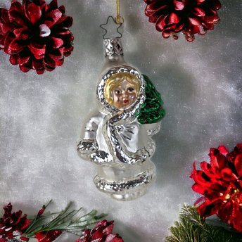 Vintage Inge Glas Child with Tree Ornament: Timeless Holiday Magic in Every Detail!