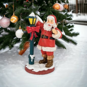 1994 Coca Cola Santa at the Lamp Ornament - Vintage Holiday Collectible