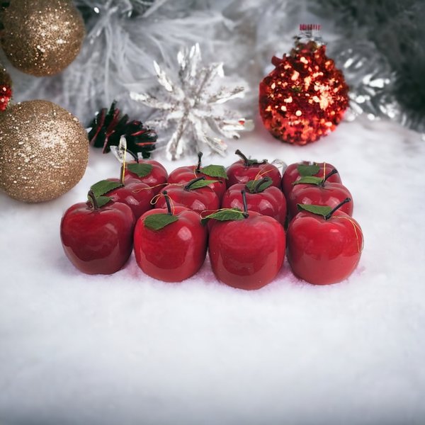 Set of 10 Vintage Apple Ornaments - Timeless Elegance for Festive Delight