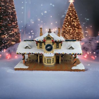 2003 Hawthorne Village Philadelphia Eagles Station Village Building - Eagles Pride for Your Holiday Display! (Chip on a Tree)