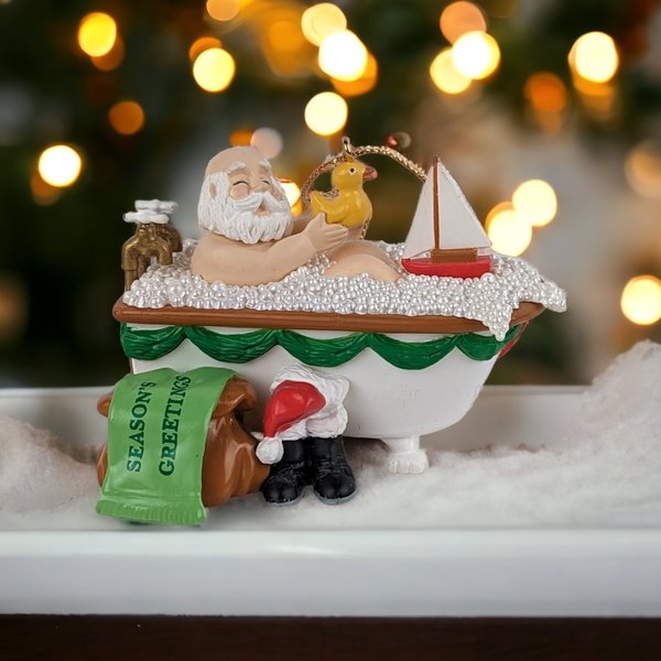 1992 Santa Squeaky Clean Ornament: Vintage Holiday Collectible