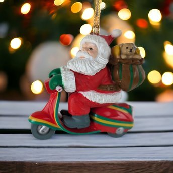 Joyful Ride: 1991 Santa on a Scooter Christmas Ornament