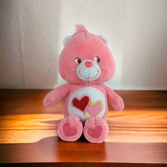 2002 Care Bear 8" Love A Lot Bear Plush Toy - Heartwarming Huggable Friend