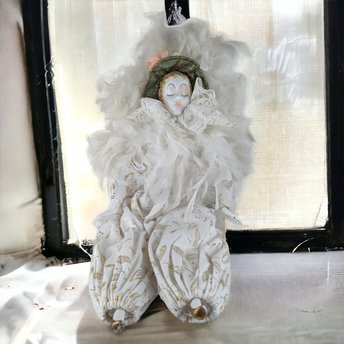 Porcelain Harlequin Art Fashion Doll