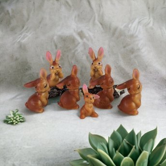 Set of 7 Vintage Hard Plastic Bunny Figures