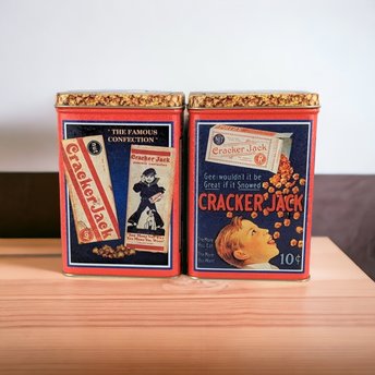 Pair of Bristolware Small Cracker Jack Tins