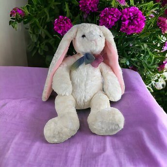 Vintage Soft White 15" Bunny with Long Ears Plush Toy
