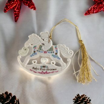 1993 Lenox Baby's First Christmas Rocking Horse Ornament