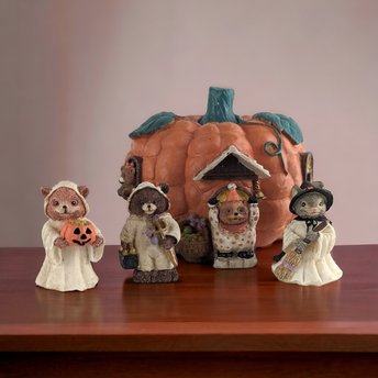 Vintage Lighted Munchkin 4 Piece Halloween House, With Extra Pieces